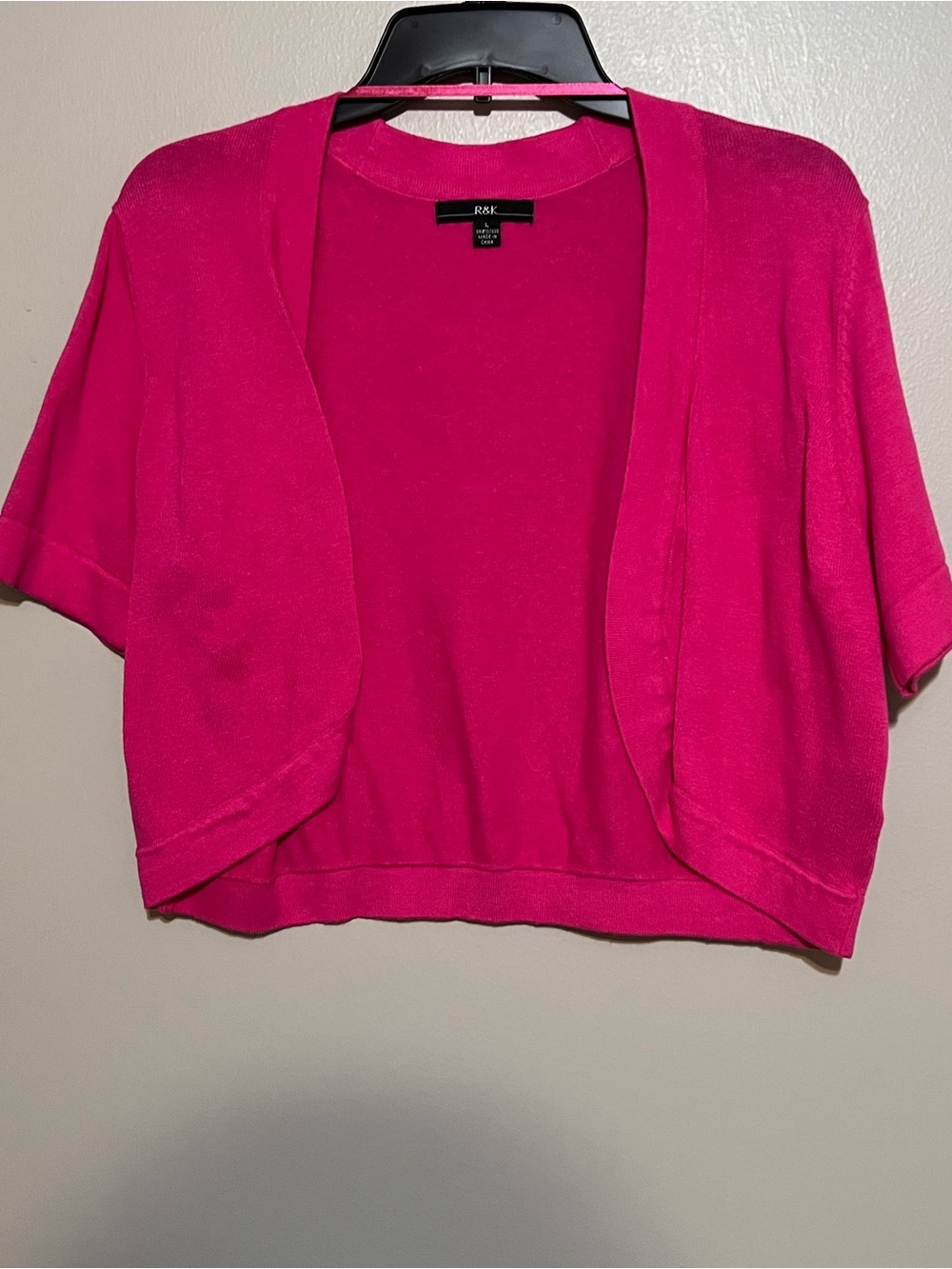 R&K Fuchsia Short-Sleeve Open Cardigan